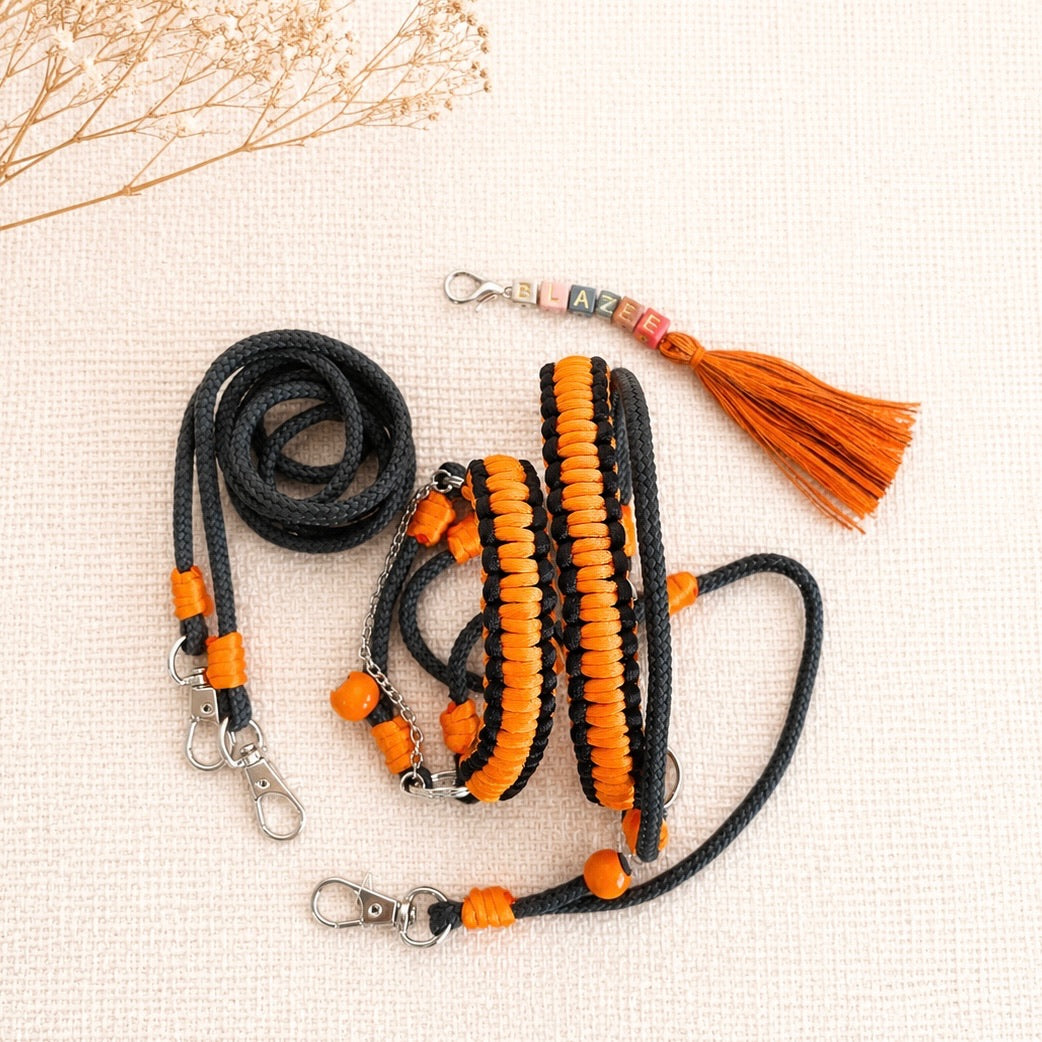 Handmade Hobby Horse Bridle Set – Orange Tack with Personalized Name Tag