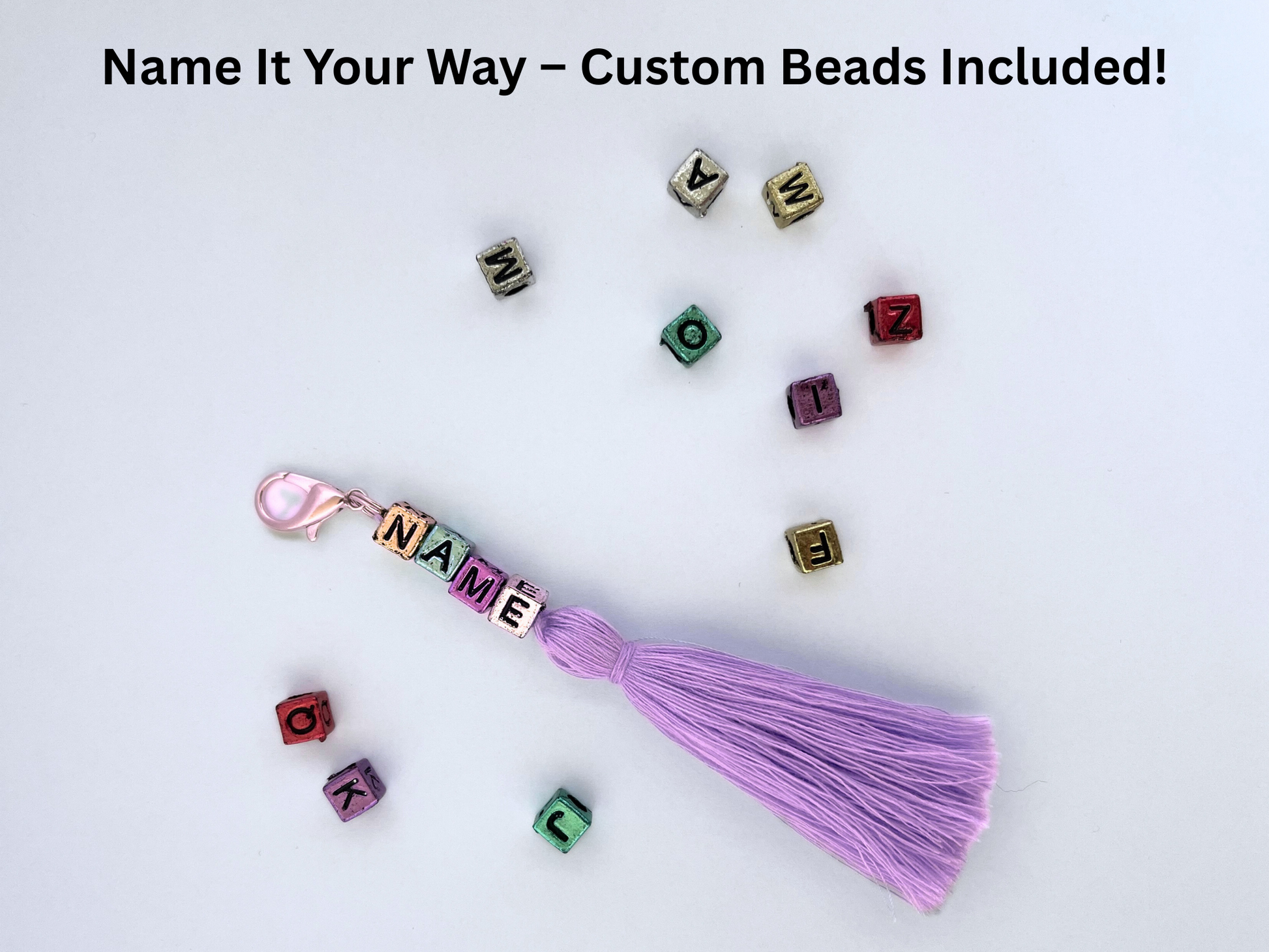Personalized name tag with tassel for hobby horse – custom handmade stick horse accessory